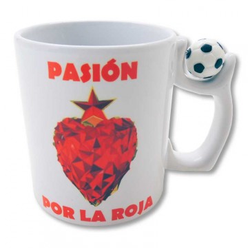 Taza blanca con asa modelo fútbol