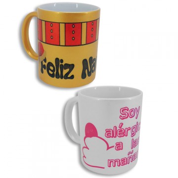 Taza cerámica efecto metalizado plata - oro